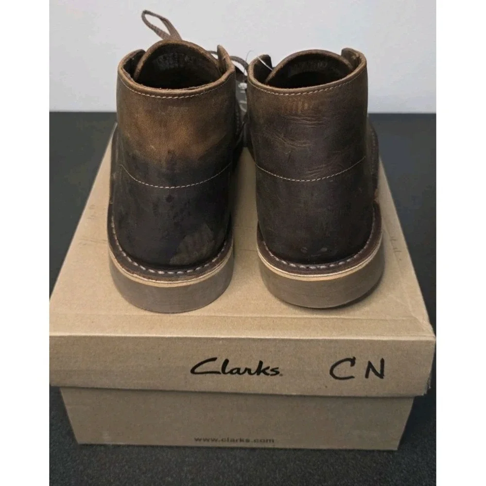 New‎ Clarks Men 9.5M Bushacre 2 Beeswax Shoes Ankle Boots Leather Brown Casual
